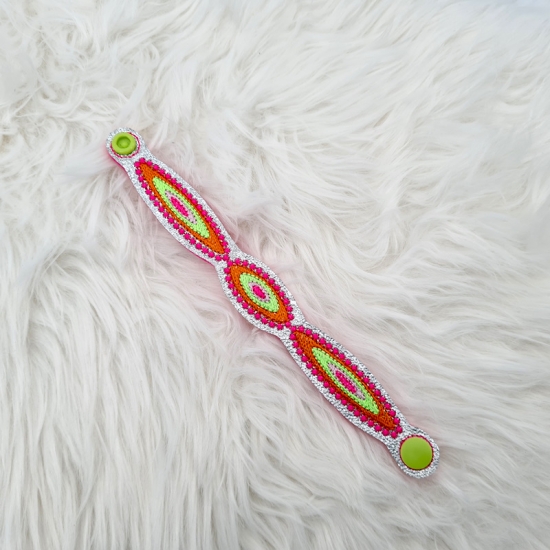 Preview: Armband in silber/pink/neon, 19cm lang
